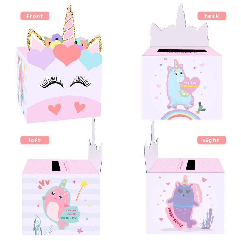 ORIENTAL CHERRY Valentines Day Gifts for Kids - Valentines Day Cards for Kids School - Unicorn Valentine Boxes with 36 Cards for Boys Girls Classroom Exchange Class Gifts Party Favors(32 Valentine's Card/4 Teacher Card) - Image 4